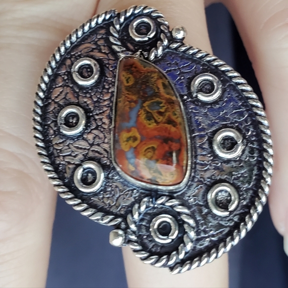 New Seam Agate 925 Silver Ring. - Picture 13 of 16